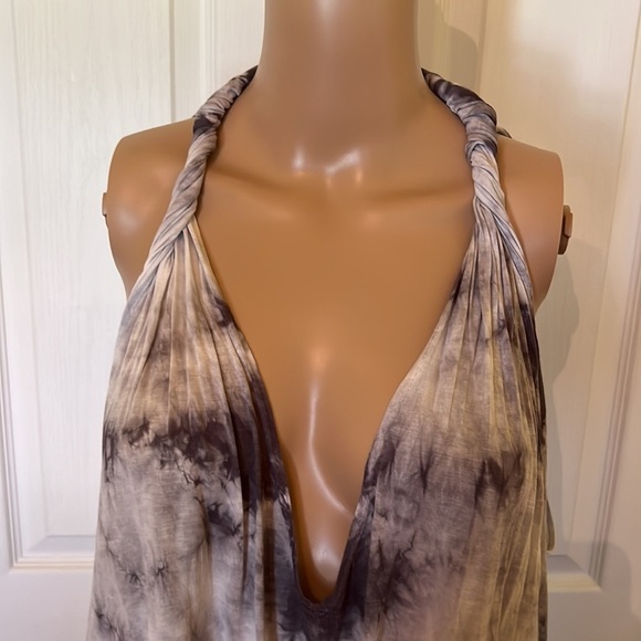 Soprano tie dye black gray loose halter tank. Sz S/M - Picture 1 of 4